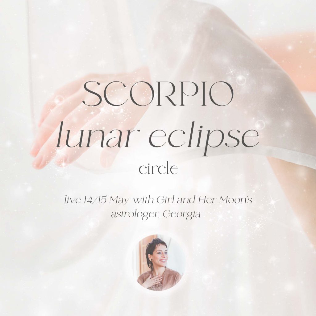 Scorpio Full Moon Lunar Eclipse Circle Girl and Her Moon