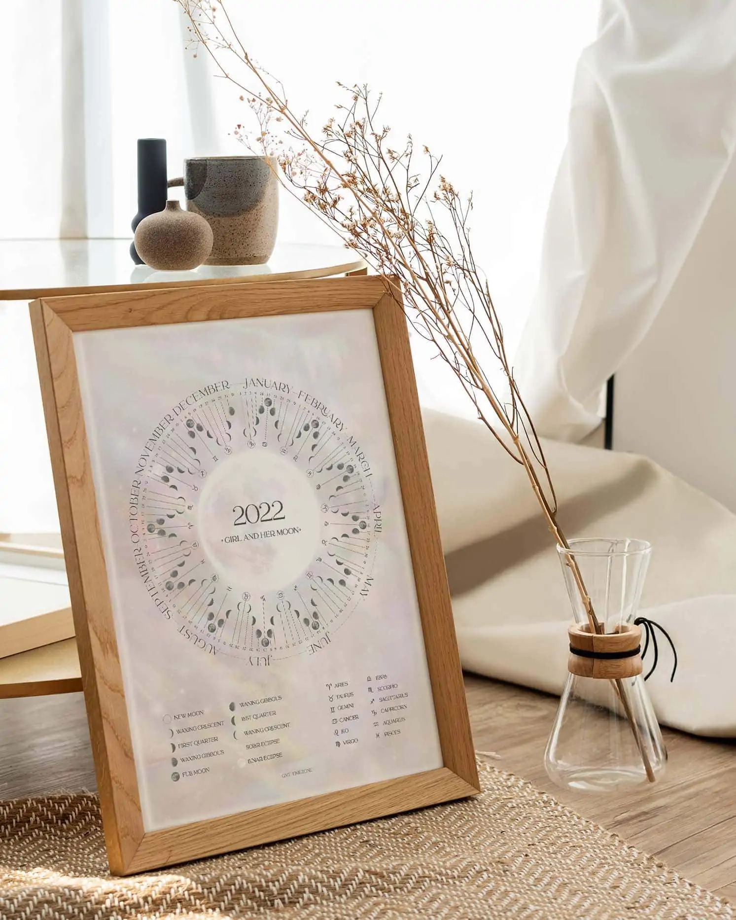 2022 MOON PHASES PRINT Girl and Her Moon